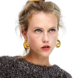 Hot Sales ZA Vintage Gold Metall Kreis Ohrringe für Frauen Party Hochzeit geometrische Aussage baumeln Ohrringe