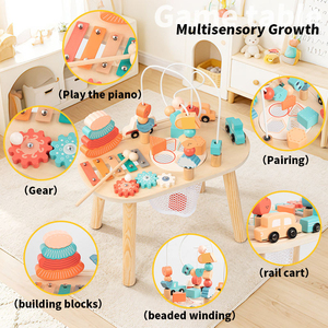 Table d'activités Montessori multifonction en bois, jouet éducatif musical STEM avec labyrinthe à billes et engrenages, vente en gros d'usine OEM ODM - Product Image 3