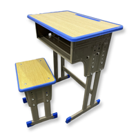 Ensemble de bureau et chaise d'école, bureau d'école moderne et durable avec cadre métallique, hauteur réglable