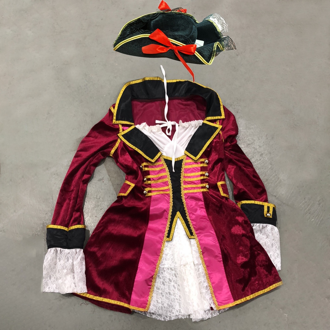 Disfraz De Pirata Para Mujer – Set De 6 Piezas: Blusa, Vestido, Corsé, Antifaz, Diadema Y Sombrero – Estilo Vikingo Medieval