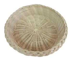 Wholesale 25cm Rattan Tray Round Wicker Tray Woven Serving Small Round Wicker Tray Basket For Dining And Coffee Table