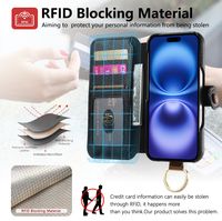 Étui portefeuille de luxe en cuir litchi avec support et porte-cartes pour iPhone 16 Plus Pro Max