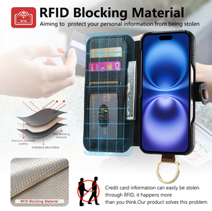 เคสหนังลิ้นจี่แบบพับได้รุ่นดีลักซ์สำหรับ iPhone 16 Plus Pro Max พร้อมช่องใส่บัตรและขาตั้ง - Product Image 2