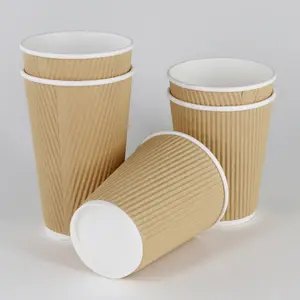 Disposable Hot Insulated ripple wall paper cup
