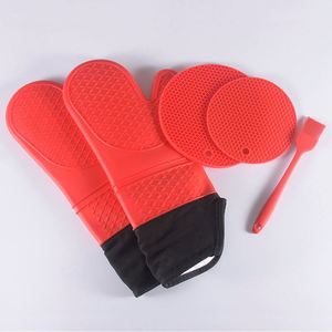 Oven <b>Gloves</b> Honeycomb Pad All-in-One Oil Sweep Set Cotton <b>Long</b> Oven Mitt Microwave <b>Gloves</b> Honeycomb Pad Oil Brush - Product Image 3