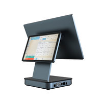 Sistema POS Android con Pantalla Táctil de 15.6 Pulgadas y Pantalla Doble, Caja Registradora de Aleación de Aluminio para Restaurantes, Hoteles y Tiendas de Conveniencia