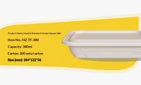 Rechthoekige 380ml maïszetmeel maaltijddoos met deksel, magnetronbestendig, lekvrij, biologisch afbreekbaar, wegwerpbaar, voor afhaalmaaltijden, school