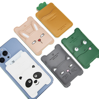 Adhesivo Creativo de Cuero con Diseño de Animal para la Parte Trasera del Teléfono, Tarjetero Portátil, con Adhesivo que No Deja Marcas, para Uso Diario