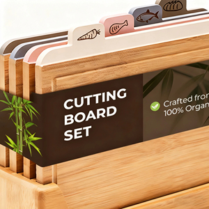 Set di taglieri di bambù naturale con supporto in legno da cucina tagliere per un taglio efficace della cucina - Product Image 3