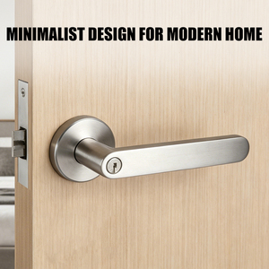 Tianyi Luxury Satin Nickel Flat Oval Door Lever on Rose Smooth Edge Internal Room Hardware Lockset Keyed Entry Privacy <b>Latch</b> - Product Image 3