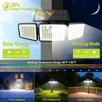 Lampe de sécurité solaire extérieure à détecteur de mouvement PIR IP65 2500 lm, applique murale étanche en silicium monocristallin pour jardin et route