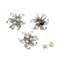 JINYU Vente en gros de boutons en laiton de luxe avec strass, plaqués, en forme de fleur, lavables, pour chemises de femmes