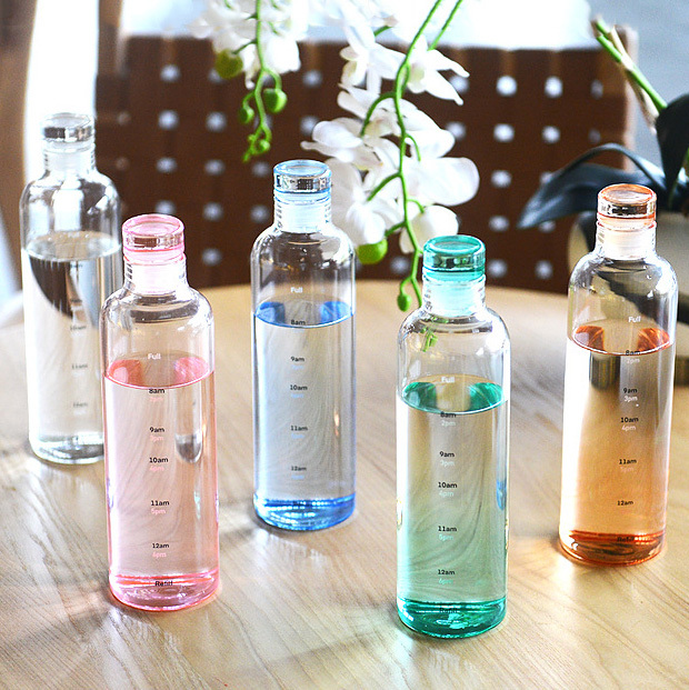 Hot Selling 500ml 700ml Bpa Free High Borosilicate Glass Water Bottle With Time Marking for Sport