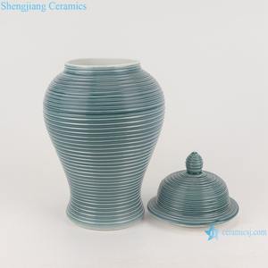 RZMS22-A-B stile nordico vaso di fiori con motivo a righe in porcellana smaltata verde e bianca vasi di zenzero con coperchio Lata de galletas de porc - Product Image 6