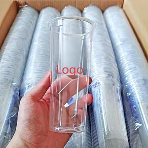 Cangkir Plastik PP sekali pakai berdinding tunggal 24oz dengan logo custom cetak UV, diameter 90mm, tutup minuman bening, food grade, 1-6 warna - Product Image 1
