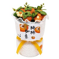 Gebreide garenbloememmerboeket Gehaakt kunstbloemenornament Simulatie fruitbloemarrangement voor festivalcadeau