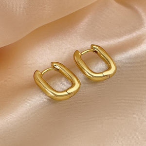 Pendientes de Aro Geométricos Ligeros de Circonita Chapados en Oro de 18K, Elegantes y Modernos para Mujer, Hipoalergénicos - Product Image 1