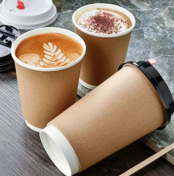 Hot Sale High Quality 300 ml Disposable Kraft Paper Cup with Lid for Beverage & Juice & Coffee Packing Take Away