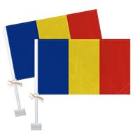 Drapeau de voiture imprimé numériquement 100 % polyester pour fenêtre, avec grand mât, vente en gros, Roumanie