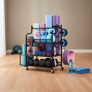 Organizador de Equipos de Gimnasio en Casa, Soporte para Mancuernas, Pesas Rusas y Tapetes de Yoga, Acero con Acabado en Polvo, 30.5 Pulgadas - Product Image 2