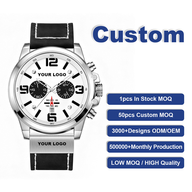 Factory Direct Custom Brand OEM Sport Business Chronograph Watch for Men 6002 8314 Waterproof Luminous Leather Quartz Wristwatch
