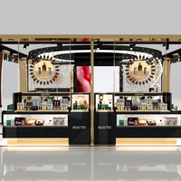 Vitrine de présentation de parfums personnalisable en acier inoxydable titane avec éclairage LED, écologique, pour magasin de cosmétiques 23-SYaS