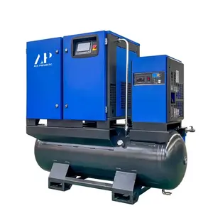 High efficiency Vsd rotary screw air compressor 7.5kw 10hp 8bar Tank air dryer with inverter 4 in 1 screw air compressor