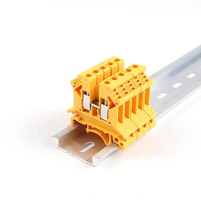 UK 2.5B panneau d'installation universel jaune monté alimentation par vis Cage de connexion vis DIN Rail vis bornier électrique