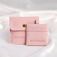Pochette à bijoux en microfibre avec insert rembourré, sac de luxe pour colliers et boucles d'oreilles, sac d'emballage personnalisé pour bijoux avec insert