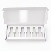 Boîte de présentation pour vernis à ongles en papier blanc brillant, 6 emplacements, logo personnalisé, emballage laqué pour salon de beauté, vente en gros