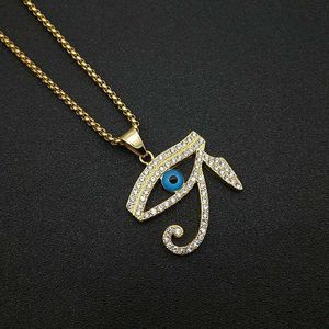 Yunnique <b>Horus</b> <b>Eye</b> Pendant <b>Necklace</b> Gold Plated Stainless Steel Rhinestone Pave Setting Unisex Fashion Jewelry - Product Image 4
