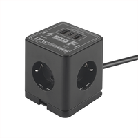 Regleta de Enchufes Universal Europea de 3 Tomas con Protector de Sobretensión, Puertos USB-A (1) y USB-C (2), Portátil para Uso Hospitalario