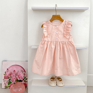 Nuovo <span class=keywords><strong>Vestito</strong></span> Estivo Casual da <span class=keywords><strong>Bambina</strong></span> 2026, Abito Senza Maniche con Fiocco Ricamato, Abbigliamento per Bambine 2-6 Anni, <span class=keywords><strong>Vestito</strong></span> da Principessa per <span class=keywords><strong>Bambina</strong></span> - Product Image 3
