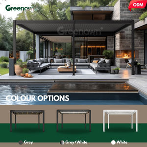 Pérgola <span class=keywords><strong>de</strong></span> aluminio para techo bioclimático, pabellón impermeable con recubrimiento en polvo para jardinería en el patio trasero con pantalla, accesorio opcional - Product Image 1