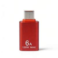 Adaptateur OTG 6A 120W DC USB-C vers USB-A en alliage d'aluminium pour téléphone portable, ordinateur portable, appareil photo - Compatible Core I7