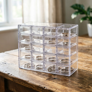 Organisateur de tiroir transparent à 16 compartiments, solution de <span class=keywords><strong>rangement</strong></span> pour le tri des cosmétiques, des bijoux et des petits objets sur le bureau - Product Image 4