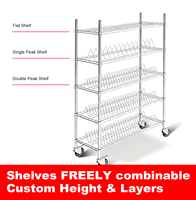 Chariot de stockage de bobines SMT ESD en fil chromé, chariot à étagères réglables en fil plat, étagère simple et double personnalisable