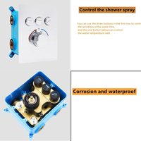 Système de douche thermostatique LED chromé 16 pouces avec noyau de valve en céramique, 6 jets latéraux, jet de pluie doux et douchette à trois poignées