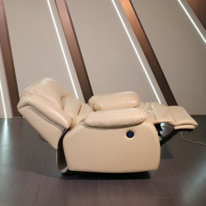 Asientos de cine personalizados de fábrica <span class=keywords><strong>baratos</strong></span> silla reclinable individual eléctrica para cine en casa sillón de cuero blanco - Product Image 2