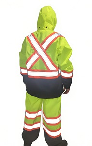 Ensemble imperméable jaune réfléchissant deux pièces pour la sécurité routière et l'entretien des routes en extérieur - Product Image 2