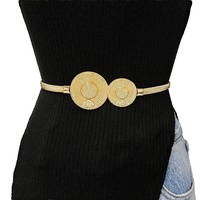 Ceinture élastique de luxe en fer à ressort, style bohème, pour femme, avec motif floral doré vintage, chaîne extensible 70 cm, accessoires pour robes