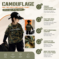 T-shirt à manches longues camouflage faux deux pièces pour garçons, collection automne 2026 – Style streetwear décontracté et ample, tendance hip-hop pour enfants