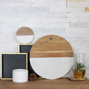 Planche de service à fromage <span class=keywords><strong>en</strong></span> bois de marbre et d'acacia, plateau à charope avec poignée pour les craquelures du vin, <span class=keywords><strong>Brie</strong></span> et viande comme cadeau parfait - Product Image 6