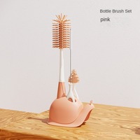 Outil de nettoyage de tasse rotatif à 360 degrés avec base Brosse à biberon en silicone Brosse à sucette et brosse à paille