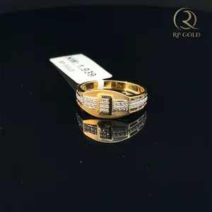 Luxury gold ring with bold square design and sparkling <b>stones</b> modern stylish unisex jewelry perfect gift for special occasions - Product Image 3