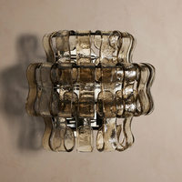Applique murale de luxe 12,5 pouces en verre et cristal américain, style rétro haut de gamme, pour salon, chevet, escalier, chambre d'hôtel simple