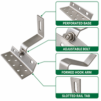 Support de fixation solaire réglable en acier inoxydable SUS304 pour tuiles, ardoises et toits plats, avec base large pour panneaux photovoltaïques sur toits inclinés