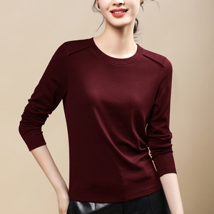 <span class=keywords><strong>Camiseta</strong></span> de <span class=keywords><strong>Manga</strong></span> <span class=keywords><strong>Larga</strong></span> de Lana Premium para <span class=keywords><strong>Mujer</strong></span>, Silueta Ajustada, Detalle de Costura Trasera, Top Versátil para Combinar en Capas - Product Image 3