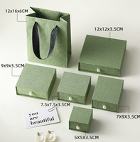 Boîte à bijoux écologique imperméable avec poignée perlée et tiroir coulissant pour ranger bagues, boucles d'oreilles et montres, rigide