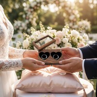 Boîte à alliances de mariage et de fiançailles en bois de noyer écologique Landy, avec couvercle transparent rectangulaire, logo gravé personnalisable